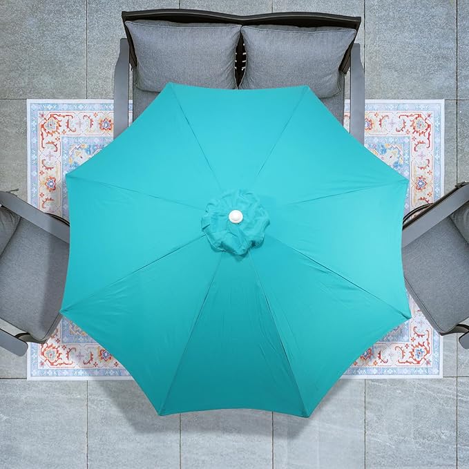 BPS 9FT Outdoor Patio Umbrella, Outdoor Market Table Umbrella with 8 Sturdy Ribs, Push Button Tilt and Crank for Garden, Deck, Backyard, Poolside