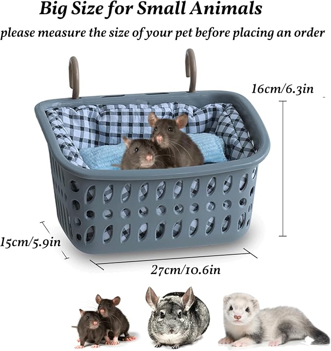 JWShang 2 Big Rat Hammocks for Cage Chew Proof, Rat Warm Bed, Small Animal Hanging Hammock, Rat Cage Accessories for Small Animals Rat, Mouse, Guinea Pig, Chinchilla, Sugar Glider, Ferret