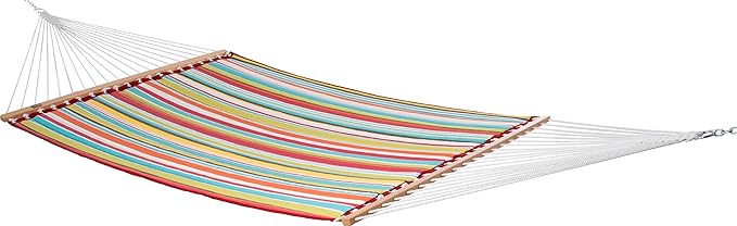Vivere Quilted Polyester Fabric Double Hammock with Spreader Bars - 450 lb Capacity (Ciao)
