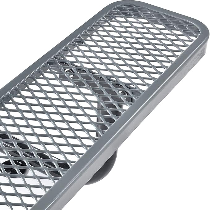Global Industrial 6’L Rectangular Picnic Table, Expanded Metal, Gray Thermoplastic Coating, Attached Benches, 1-1/2” Umbrella Pole Hole, Outdoor-Rated, 1000 lb Capacity, 72” x 30” Tabletop
