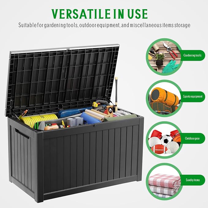 FEFLO 230 Gallon Outdoor Storage Box, Waterproof & Dustproof Resin Deck Box | with UV-Resistant & Lockable Lid, Heavy-Duty Weatherproof Outside Storage Box for Garden Tools, Pool Accessories, Toy