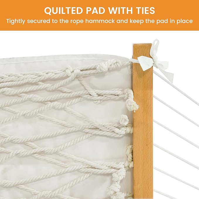 Lazy Daze Hammocks 2 Person Hammock Pad and Pillow Set, Double Polyester Quilted 78" x55" Replacement Pad for Rope Hammock, Light Grey Stripes