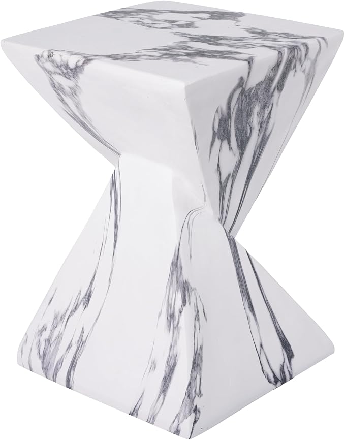 Christopher Knight Home 18.5 Inch Modern Outdoor Faux Concrete Side Table, Patio End Table with Sculptural Fluted Geometric Design, Accent Table for Garden Balcony Poolside