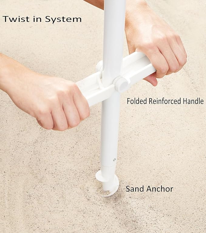 Sand Anchor 6.5 ft. Beach Umbrella with Tilt and Height Adjustable Connector UV Protection UPF 50+ (Banana Leaf).