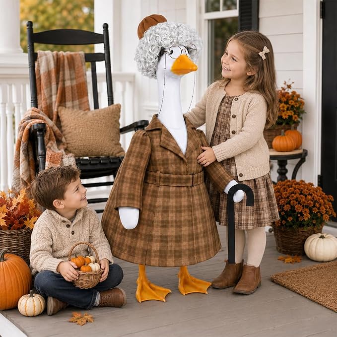 Old Lady Porch Goose Outfits Spring Summer Grandma Goose Clothes for 23" Porch Goose 100 Days of School Outdoor Garden Patio Yard Lawn Art Decoration