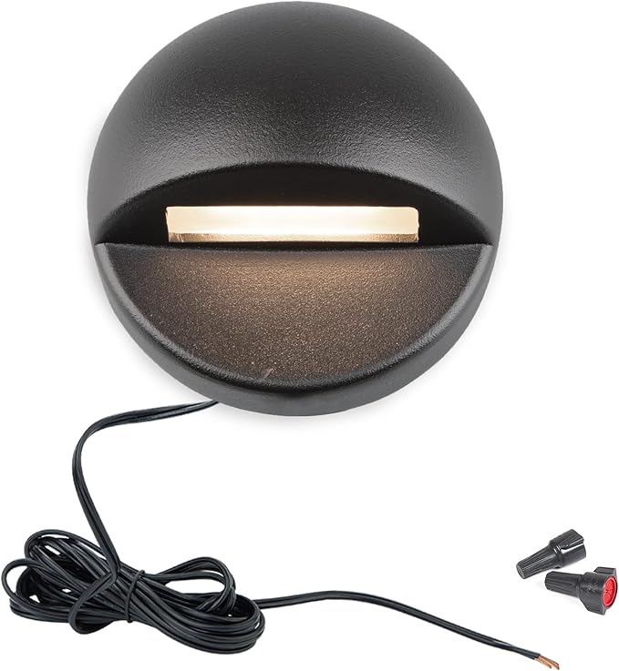 WAC Landscape Lighting, Round LED 12V Deck and Patio Light 2700K Warm Built-in LED in Black