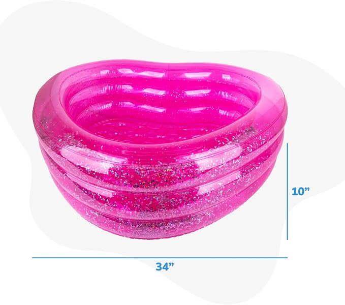 ArtCreativity Sparkly Inflatable Kiddie Pool, 3 Levels, Transparent with Silver Glitter and Cushioned Bottom, Outdoor for Backyard, Toys for Kids