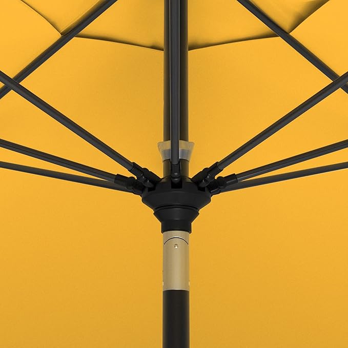 California Umbrella 11Ft Sunbrella Patio Umbrella, Fiberglass Ribs, Hand-Crank, Tilt-Collar, Black Frame, Sunflower Yellow Fabric