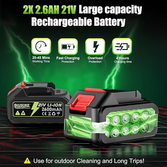 Cordless Pressure Washer Portable Battery Powered Pressure Washer with 2 Batteries & 6-in-1 Nozzle,Handheld Power Washer for Car Washing,Patio,Yard Cleaning (Connects to Your Tap)