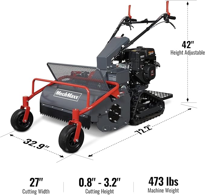 MechMaxx 27" Walk Behind Flail Mower, 10HP 302cc, Self-Propelled, Tracked, Electric Start, SFM27T