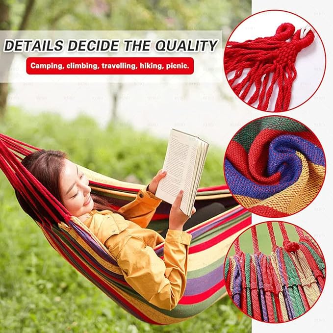 NOBRIM Camping Hammock Thickened Fabric Canvas Hammocks Travel Swing Hanging Bed with Bag Hammock for Travel Camping Camping Accessories
