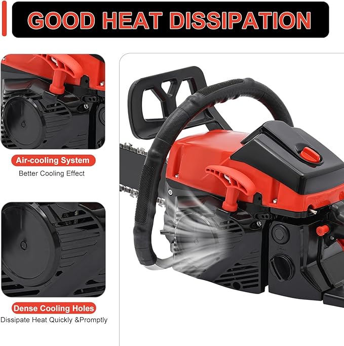 Gas Chainsaw, 2 Stroke Gas Powered Chainsaw, Gasoline Chainsaw Handheld Cordless Petrol Chain Saws for Tree Cutting, Gardens, Farms (18 Inch 58CC)