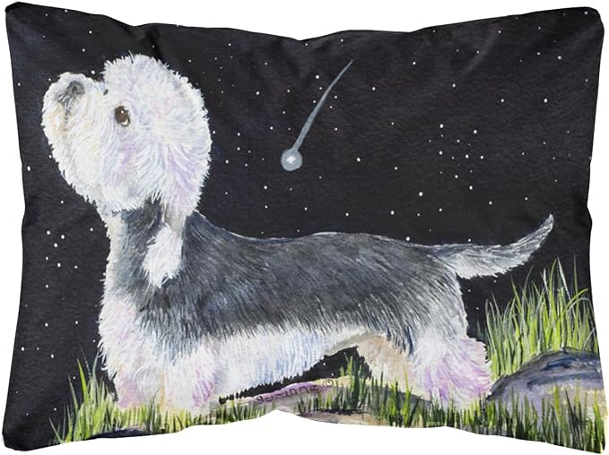 Caroline's Treasures SS8486PW1216 Starry Night Dandie Dinmont Terrier Canvas Fabric Decorative Pillow Machine Washable, Indoor Outdoor Decorative Pillow for Couch, Bed or Patio, 12HX16W