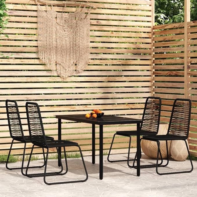 Backyard Furniture Patio Conversation Sets Outdoor Seating 5 Piece Patio Dining Set Black Suitable for Swimming Pool, Courtyard, Garden
