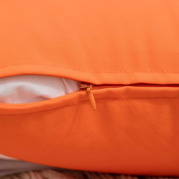 MIULEE Decorative Outdoor Waterproof Pillow Covers 18x18 Orange | Decorative Patio Furniture,Pack of 2,Accent Square Soild Throw Pillow Covers,Summer Garden Tent Couch Sofa