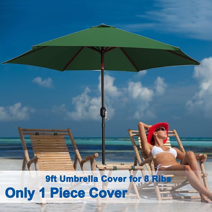 Patio Umbrella 9 ft Replacement Canopy for 8 Rib，Patio Umbrella Replacement Canopy Market Umbrella Top Fit Outdoor Umbrella Canopy（Only the top cover）