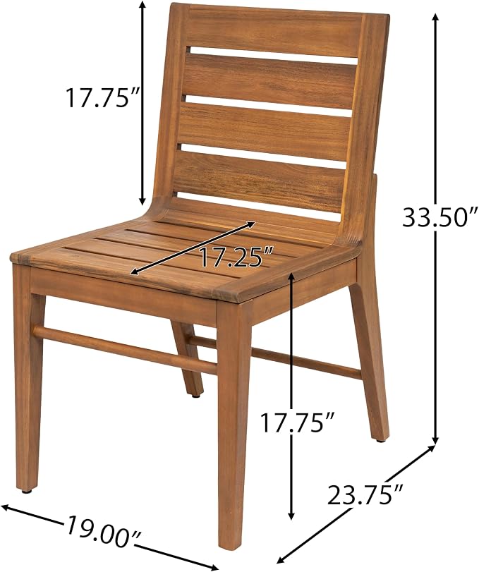 Christopher Knight Home Papali Acacia Wood Patio Dining Set for 4, Weather Resistant Outdoor Dining Table Set for 4, Square Dining Table and Chairs Set of 4 with Slatted Design, Teak
