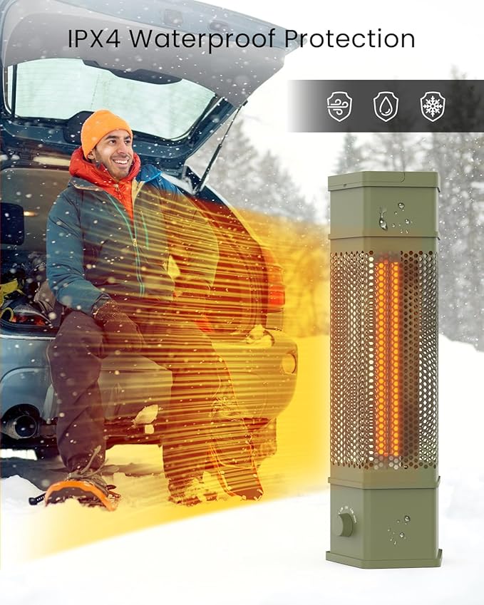 Electric Patio Heater Outdoor Indoor Use, 360°All-round Heating, 1500W Infrared Tower Heater, Tip-Over & Overheat Protection Portable Space Heater for Large Room, Backyard, Home