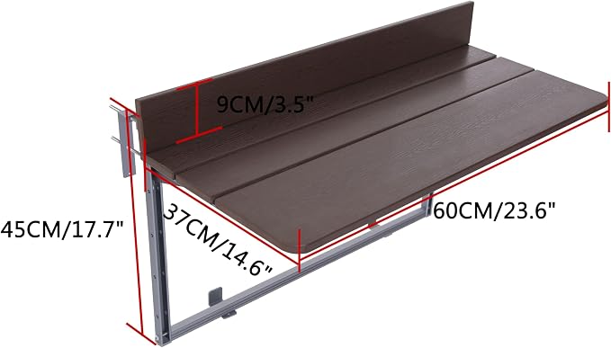 Balcony Bar Table for Railings, Outdoor Hanging Folding Adjustable Height Deck Rail Table for Patio, Garden, Rustproof Aluminum Alloy Frame,Weather Resistant, Easy Assembly