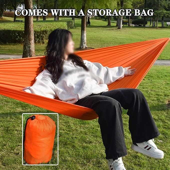 2 Pieces Double Hammocks, Garden Thickened Comfortable Hammock Chair, Tie Rope/Carabiner/Storage Bag, Load Bearing 200kg/440.9lbs