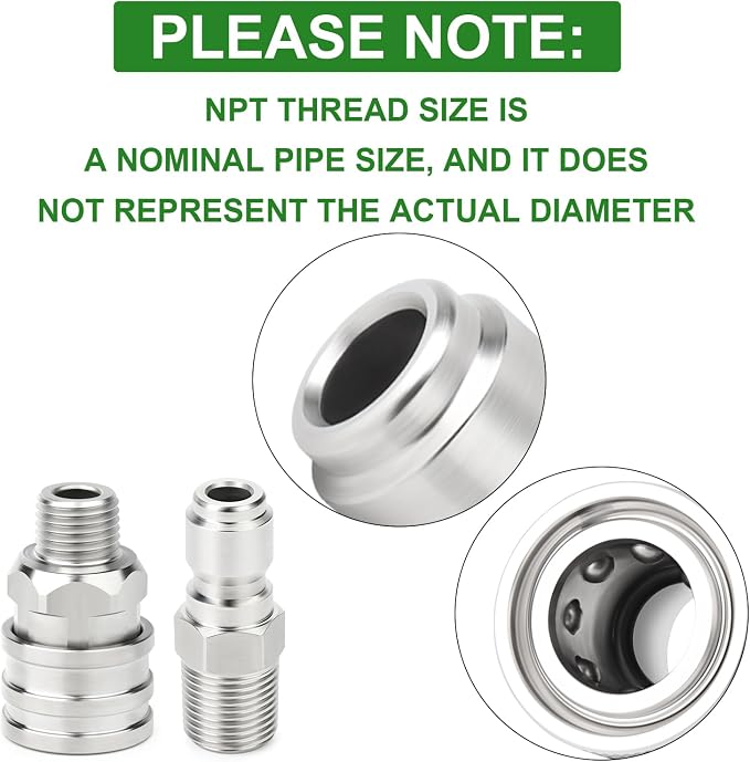 TAISHER 2PCS 304 Stainless Steel 1/4" Female NPT High Pressure Washer Quick Connect Coupler for Pressure Washing Gun Hose Accessories