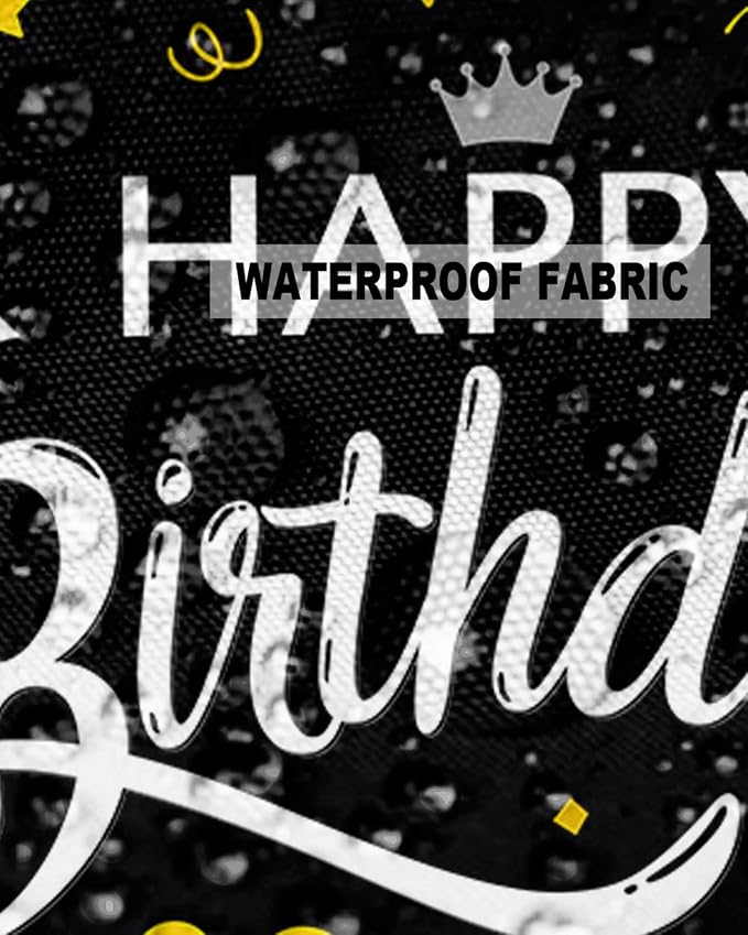 Prime Leader Outdoor Waterproof Pillow Covers Set of 2, Happy Birthday Cake Firwoks Black Patio Throw Pillow Covers, Decorative Cushion Case for Couch Sofa Furniture Garden, 20x12 Inch