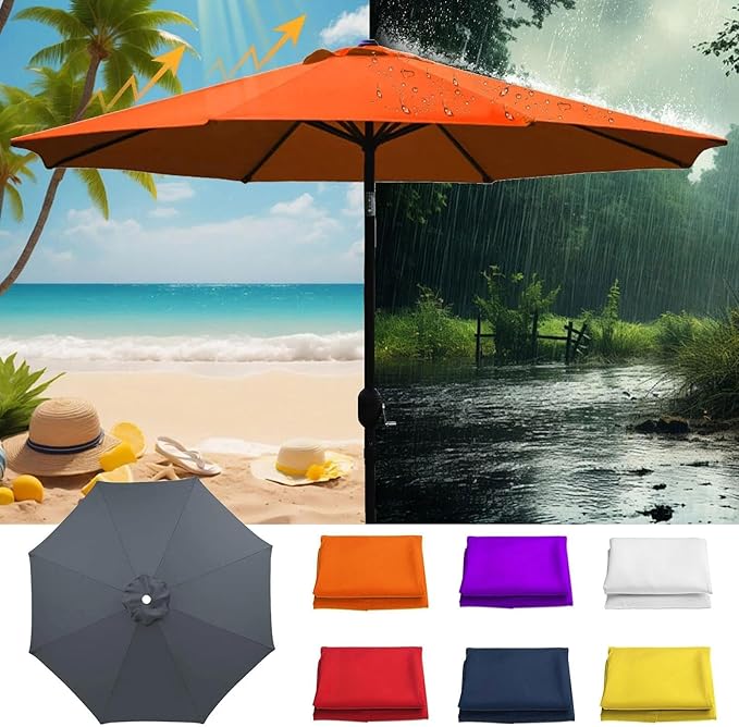 11ft – 8 Ribs Cantilever Umbrella Replacement Canopy, with UV-Resistant Polyester, Patio Umbrella Fabric Top Cover, for Outdoor Garden Deck Backyard(3.3m)