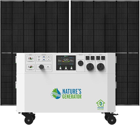 Nature’s Generator Powerhouse Gold System:4800Wh Powerhouse and Two 410W Power Panels,120VAC and 240VAC Pure Sine Wave Address Home Power Requirements