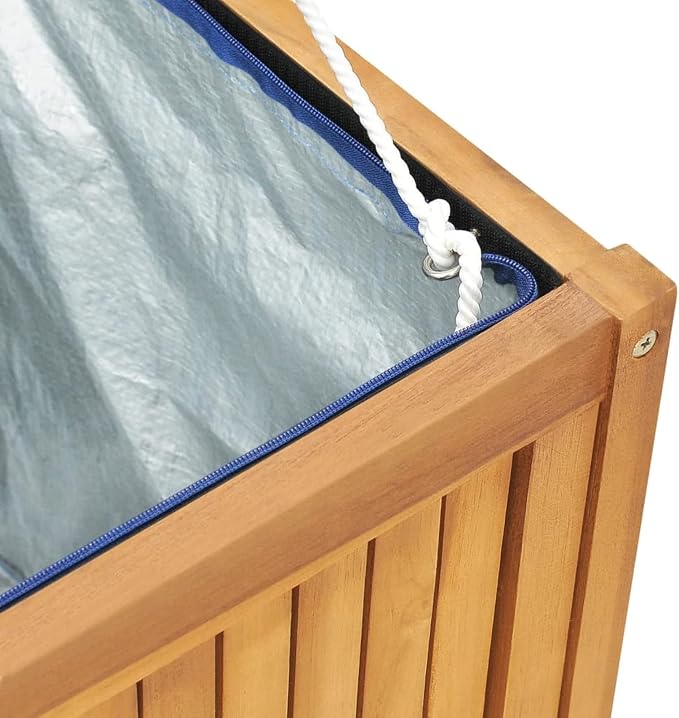 Homgoday Patio Storage Box, Large Outdoor Wooden Storage Deck Box, with Water-Proof Lining, 78.7" x 19.7" x 21.7" Storage Bench Seat, Solid Teak Wood