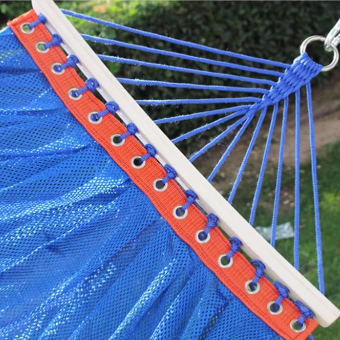Nylon Rope Hammock Outdoor Camping Multifunctional Easy to Store Strong and Easy to Install Hammock(Blue)