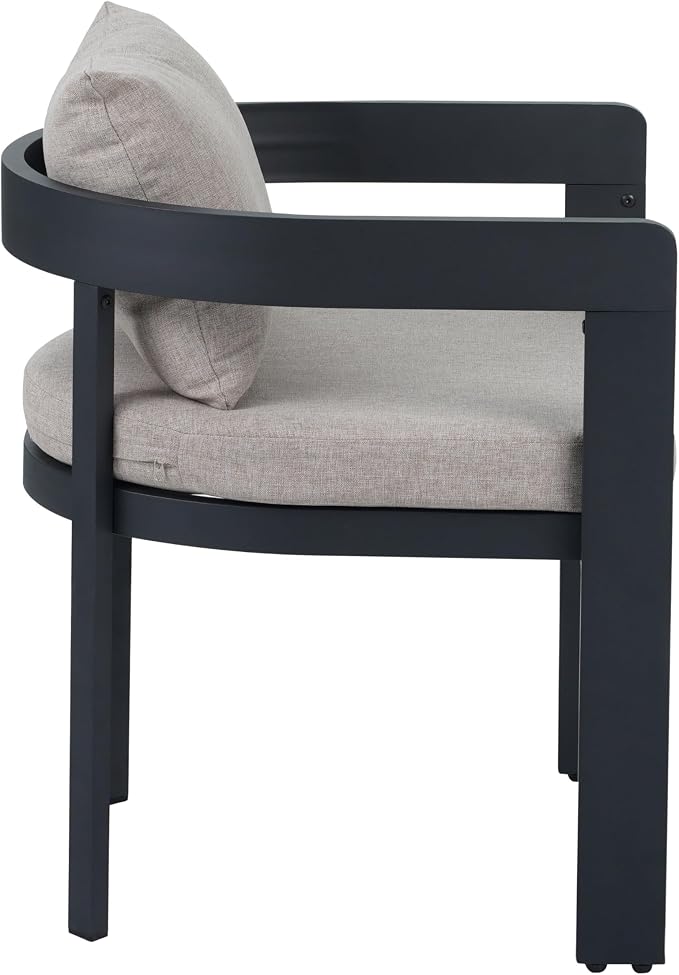 Christopher Knight Home Kaja Acacia Wood Outdoor Dining Set for 6, 7 Piece Patio Dining Table and Chair Set, Aluminum Outdoor Dining Chair and Table Set with Removable Cushion, Teak+Gray+Dark Gray