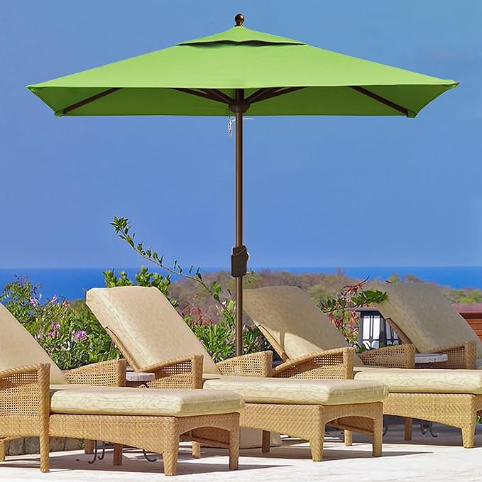 EliteShade USA 10-Year-Non-Fading 6x6Ft Square Market Patio Umbrella, UPF 50+ UV Protection Performance Sun Umbrella, Heavy Duty Commercial Grade Outdoor Table Umbrella with Crank, Windproof Vented Top for Garden, Pool, Deck and Outdoor Playsets, Macaw...