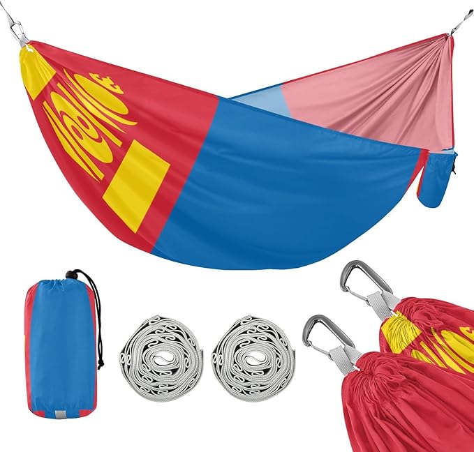 National Flag of Mongolia Hammocks with Portabl Carry Bag Backyard Hammock for Indoor Outdoor Patio
