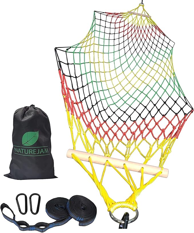 NatureJam Kidney Wood + Portable Rope Tree Hammock