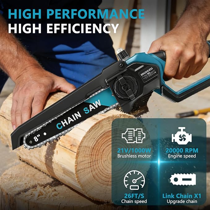 2-In-1 Cordless 8 Inch Pole Saw & Chainsaw Compatible with Makita 18V Battery (No Battery), Brushless Electric Chainsaw with Extension Pole, 15ft Max Reach for Tree Trimming Branch Cutting