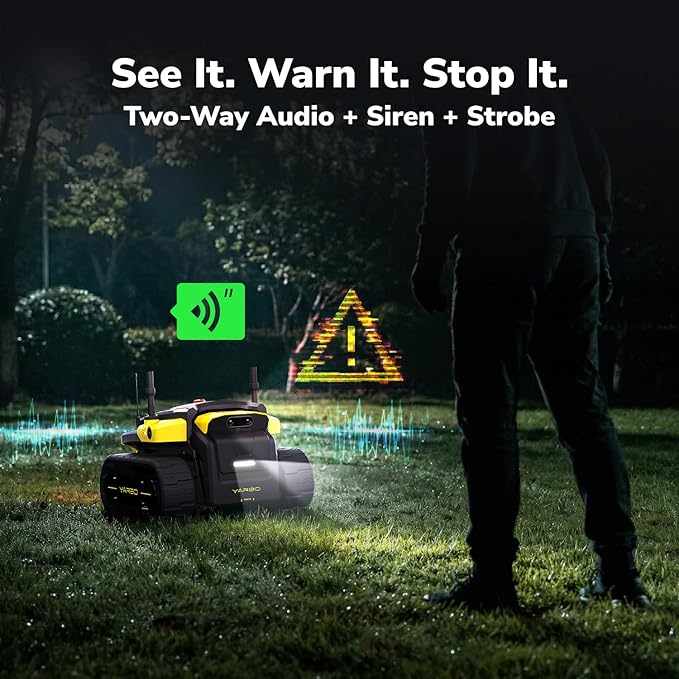 YARBO Core All-Terrain Security Robot - SAM Patrol, Live Cameras, Two-Way Audio, 500lbs Towing + Mowing/Snow/Leaf Modules