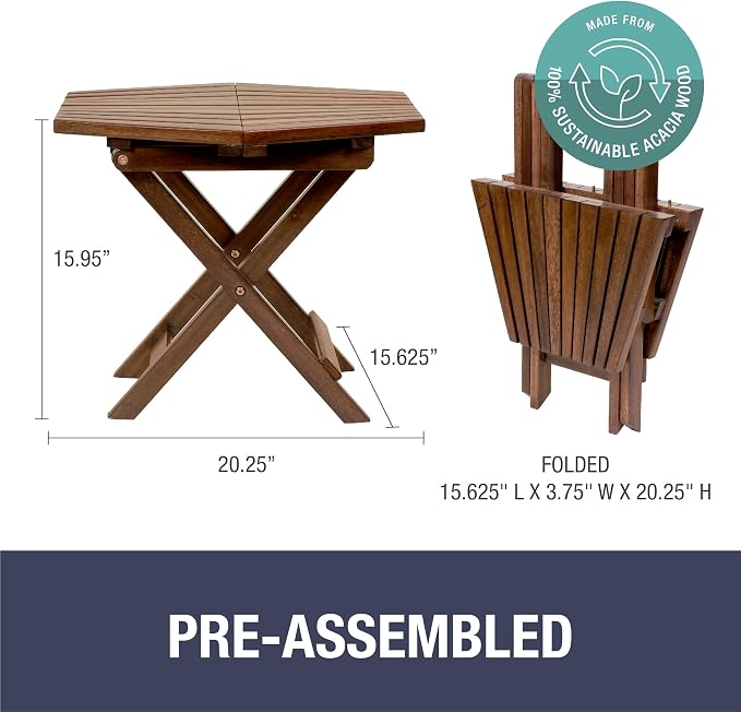 CleverMade Tamarack Folding Table - Outdoor Patio Furniture Accessory for Home Entertaining in the Patio, Backyard, and Deck, Cinnamon, Small