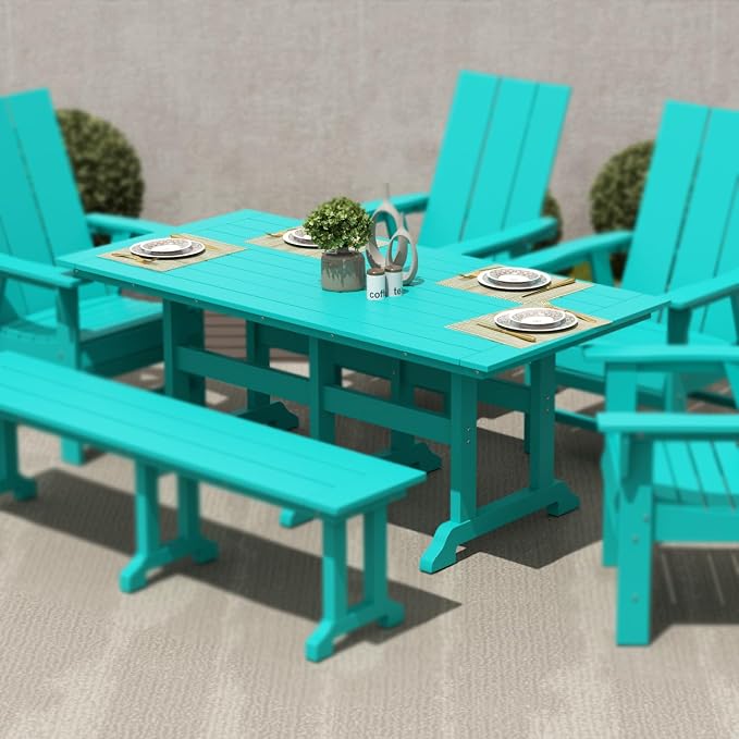 WestinTrends Malibu 71" Outdoor Patio Dining Table, Turquoise