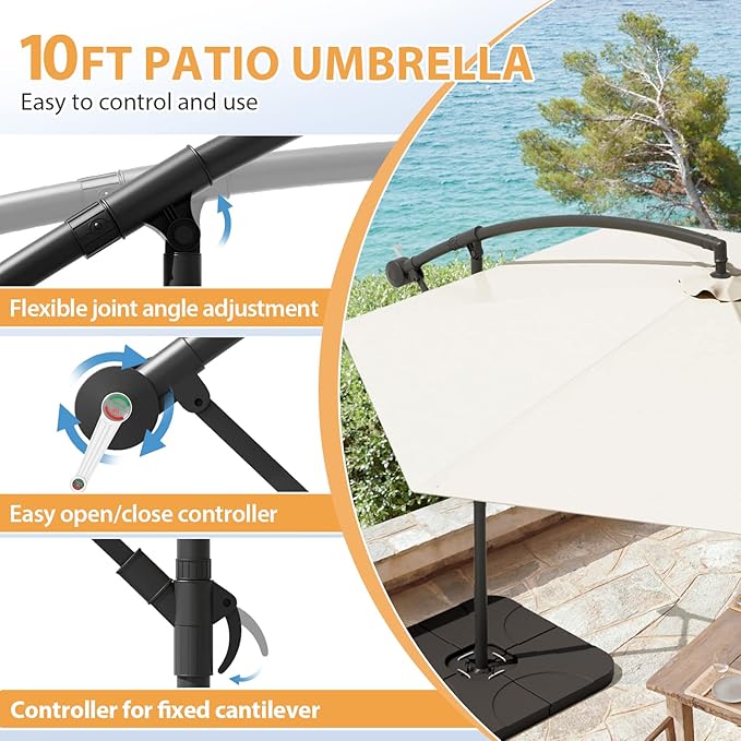 Greesum Patio Umbrella, Outdoor Table Umbrella with Push Button Tilt, Crank and 8 Sturdy Ribs