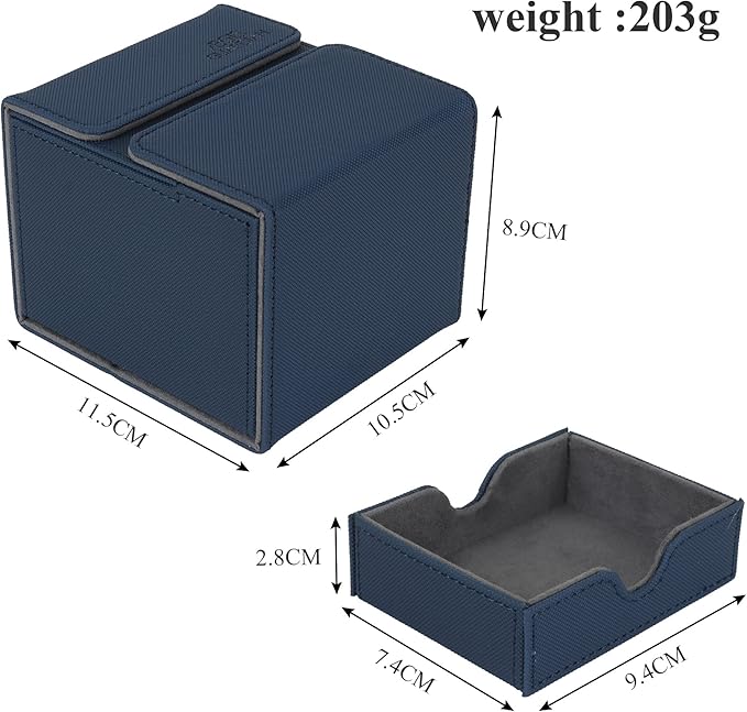 AEGIS GUARDIAN Card Deck Box with Dice Tray for MTG Cards, Commander Deck Box fit 150+ Sleeved Cards, PU Leather Card Storage Box Strong Magnet Deck Game Case for TCG CCG, Blue