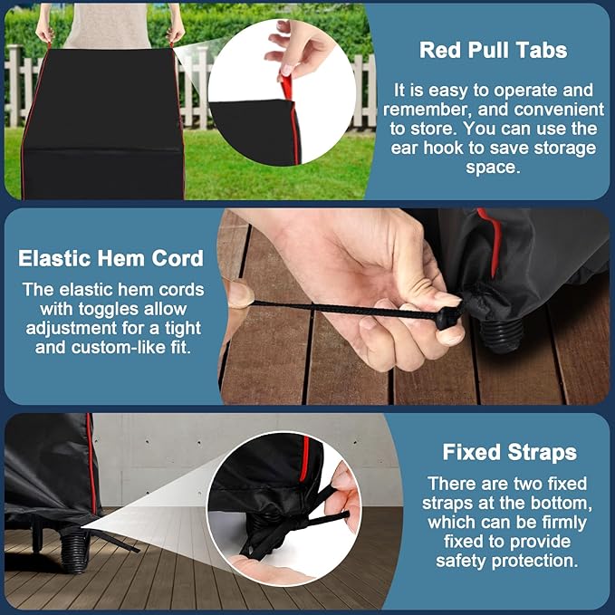 Patio Chair Covers Waterproof, Outdoor Chair Covers, Windproof UV Resistant Patio Furniture Covers for Garden Deck Lawn Chairs (2 Pack, Black)