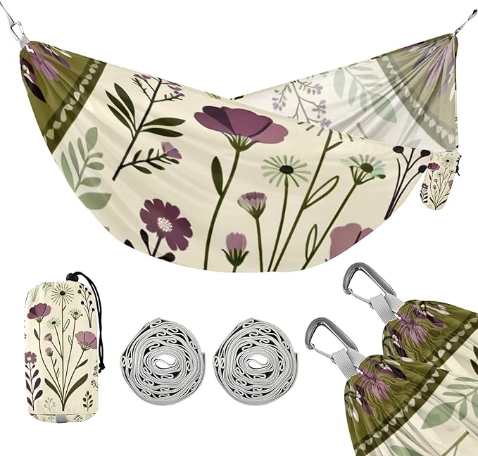 Botanical Frame Hammocks with Hanging Rope Tree Hammock for Outside Patio Backyard Poolside