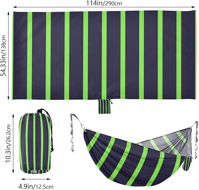 Black Green Simple Stripe 330lb Capacity Hammocks for Camping with Tree Straps Rope Hammock for Patio Backyard Lounge Base sillas para acampar