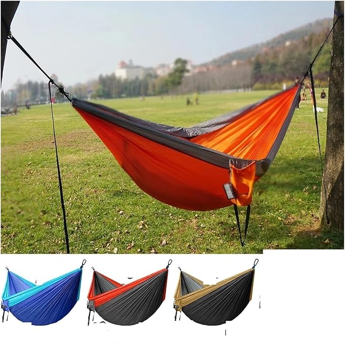 Hammock. Camping Hammock Outdoor Tourist Hanging Hammocks Portable Parachute Hiking Hammock for Backpacking Travel .Hammocks for Outside(Red and Dark Grey)