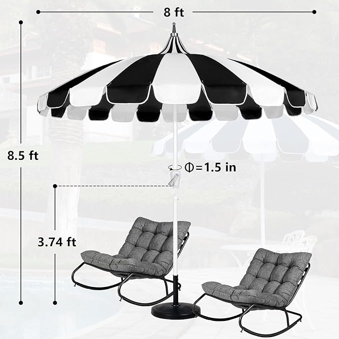 8Ft Patio Pagoda Umbrella, UV Protect Pool Umbrellas with Heavy Duty Pole, Outdoor Market Umbrella for Holiday Garden Backyard
