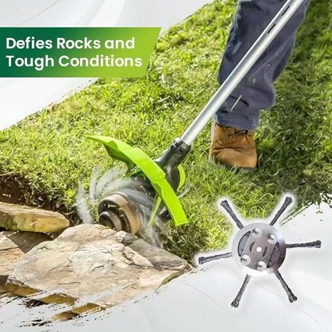 Steel Wire Grass Trimmer Head, 6 inch Universal Steel Wire Trimmer Head, Wire Trimming Head for weedeater, Tool-Free Installation (6 Blades)