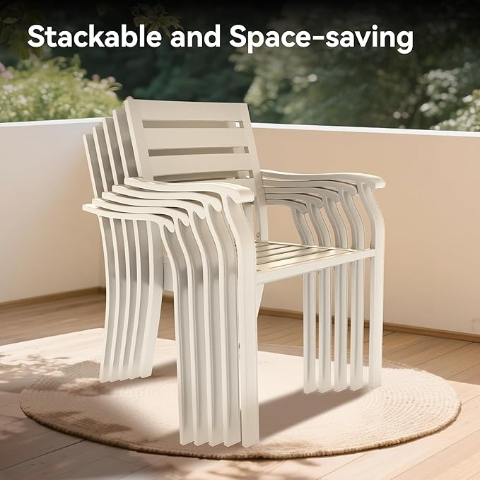 LUMISOL 7-Piece Outdoor Patio Dining Set, 4 Stackable Metal Dining Chairs and 40.6" Round Metal Dining Table, Outdoor Table and Chairs for Lawn Garden Backyard, Sandstone