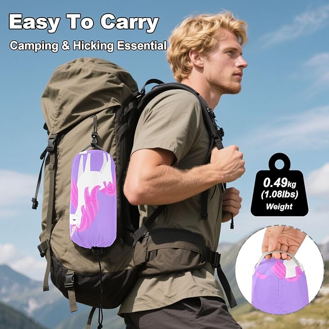 Unicorn Pink Purple Camping Portable Swing Fabric Hammocks with Tree Straps 330 lbs Capacity for Travel Hiking Indoor Outdoor