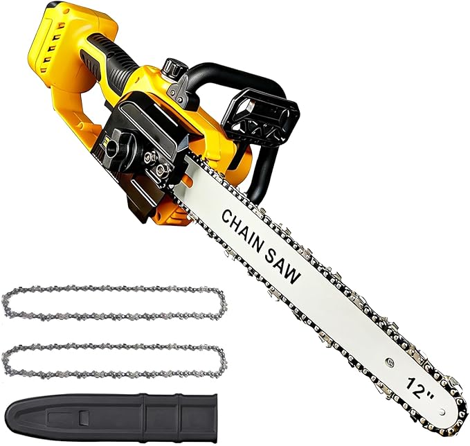 12" Cordless Chainsaw Compatible with Dewalt 20v Max Battery with Auto Oiler & Security Lock,Brushless Electric Chain saw for Wood Cutting, Tree Trimming (Battery Not Included)