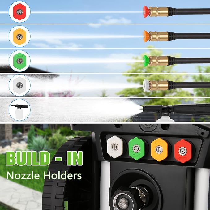 Heavy Duty 5000PSI 4.0GPM Electric Pressure Washer with 33FT Hose, 4 QC Nozzles for Cars/Fences/Patios/Home Cleaning, Deep Green